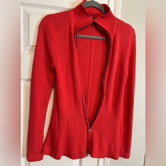 Alex Marie Knit Red Cardigan Zip Front Size S - Picture 2 of 7